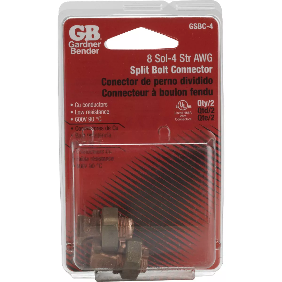 Gardner Bender #8 to #4 AWG Solid Copper Alloy Split Bolt Connector (2-Pack) - photo 2