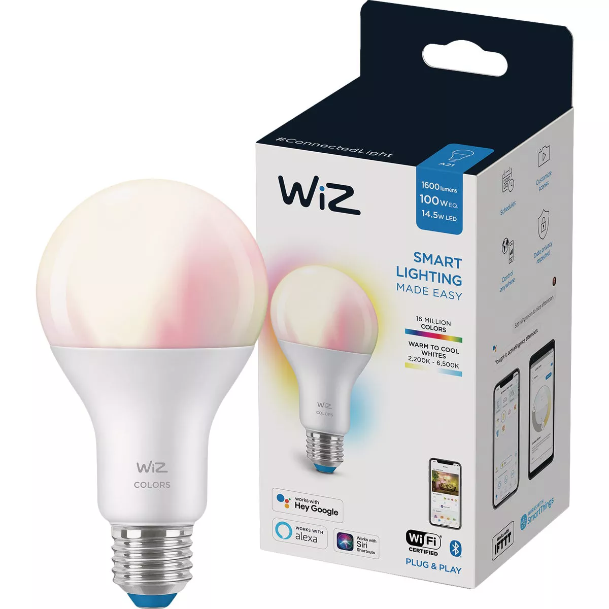 Wiz 100W Equivalent Color Changing A21 Medium Dimmable Smart LED Light Bulb - photo 3