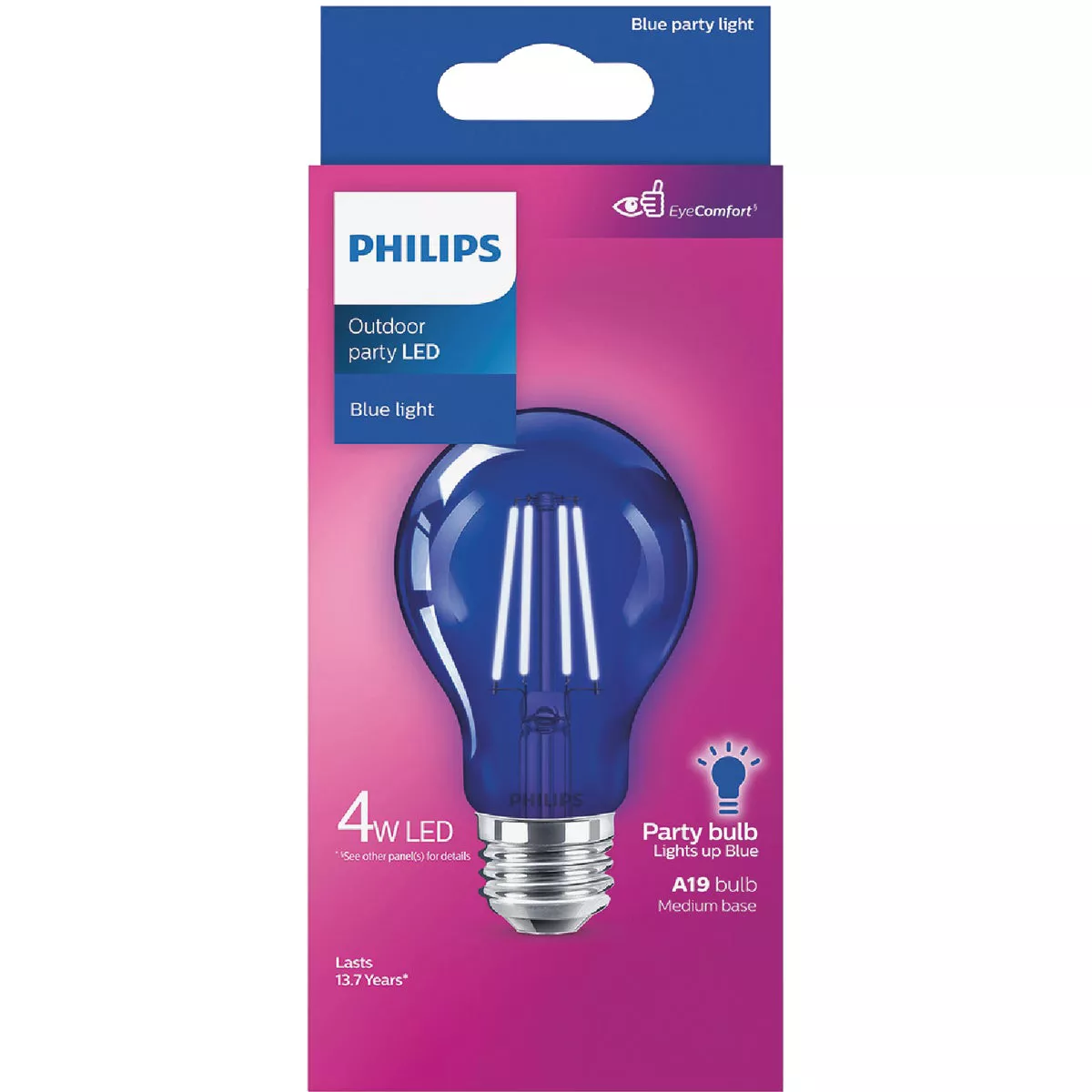 Philips Blue A19 Medium 4W Indoor/Outdoor LED Decorative Party Light Bulb - photo 2