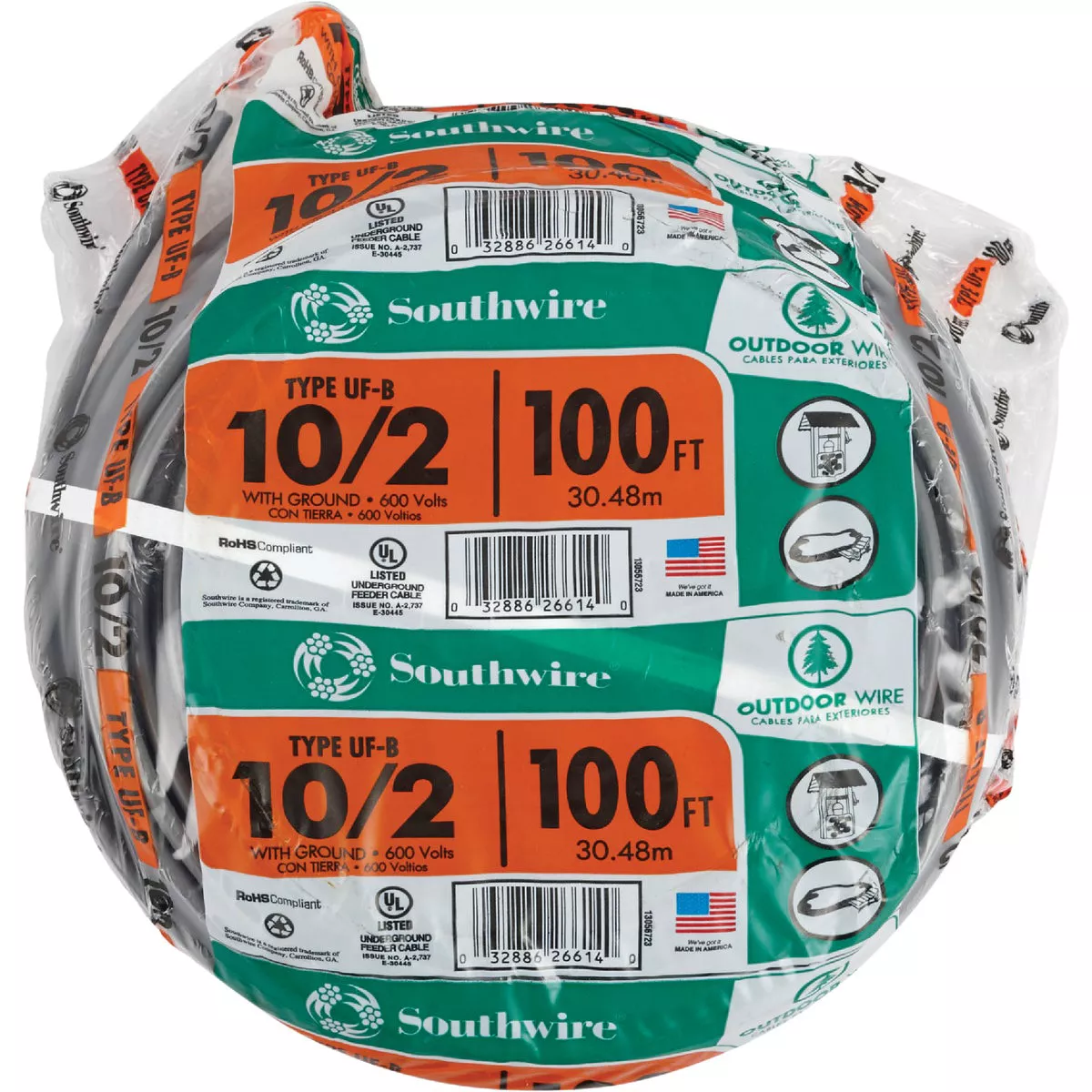 Southwire 100 Ft. 10 AWG 2-Conductor UFW/G Electrical Wire - photo 2