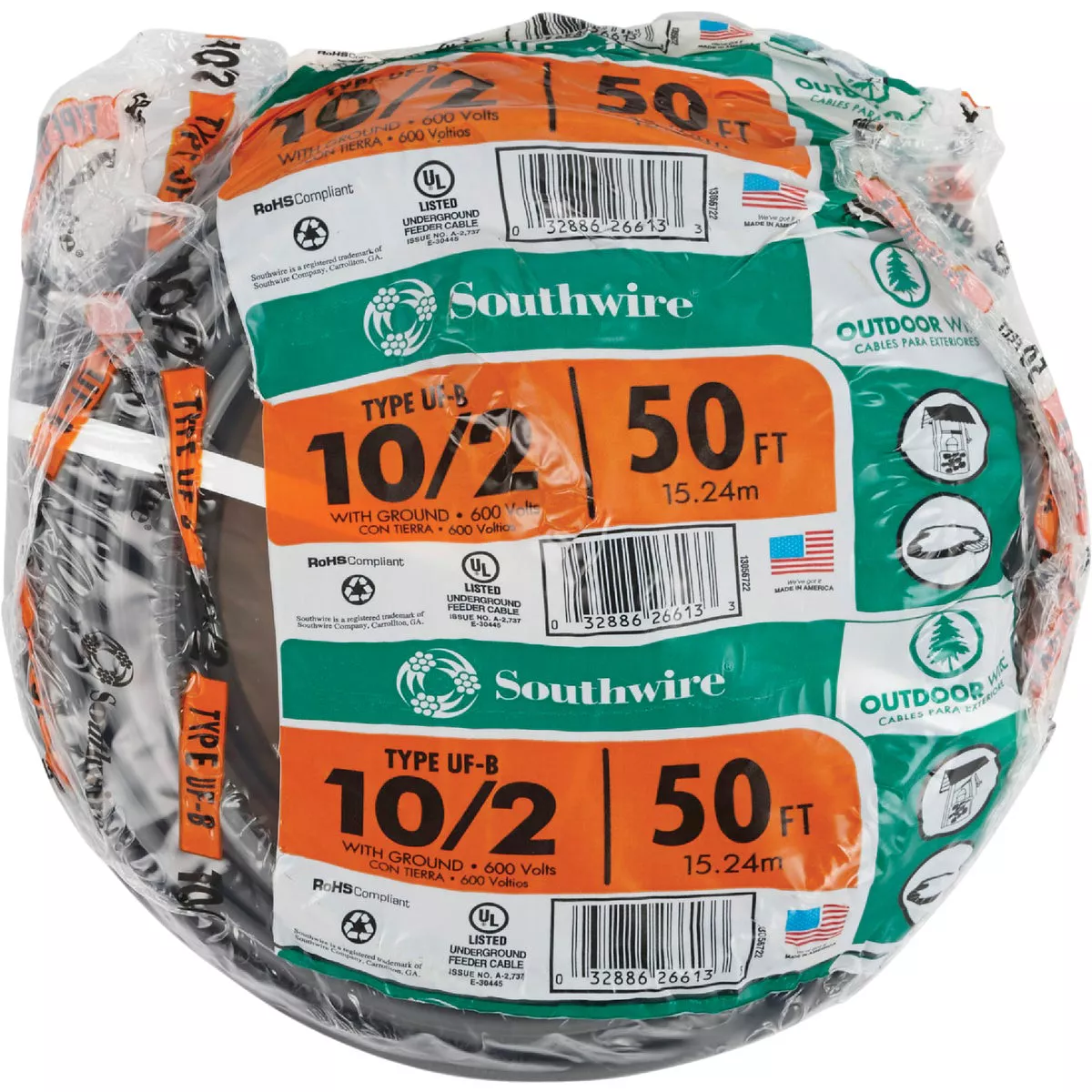 Southwire 50 Ft. 10 AWG 2-Conductor UFW/G Electrical Wire - photo 2
