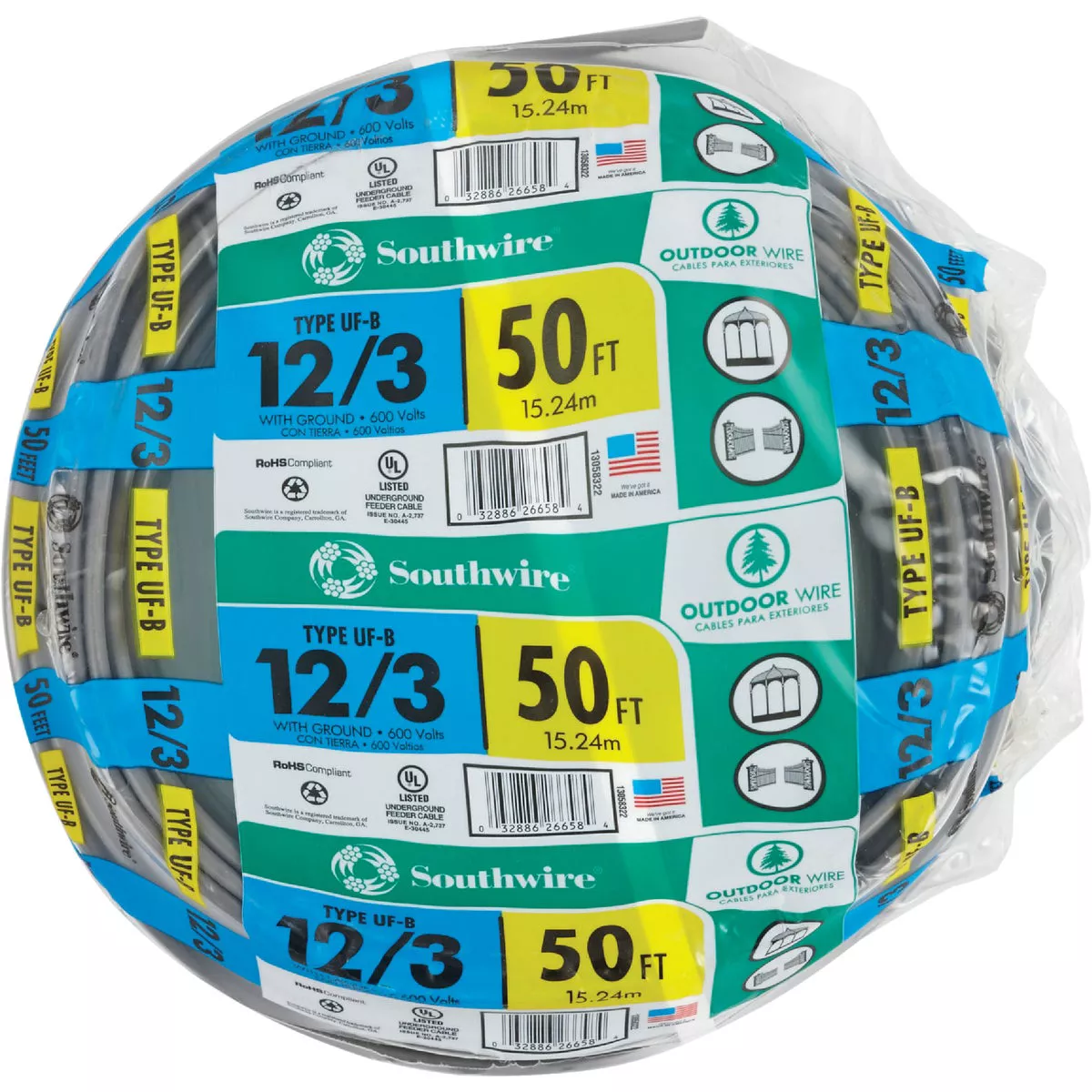 Southwire 50 Ft. 12 AWG 3-Conductor UFW/G Electrical Wire - photo 2