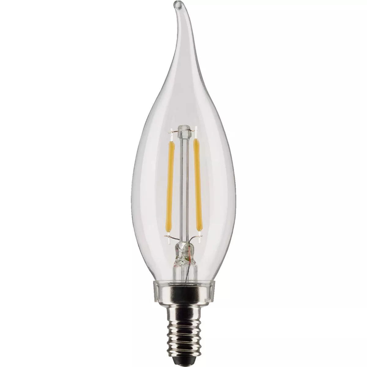 Satco 25W Equivalent Warm White CA10 Candelabra LED Decorative Light Bulb (2-Pack)