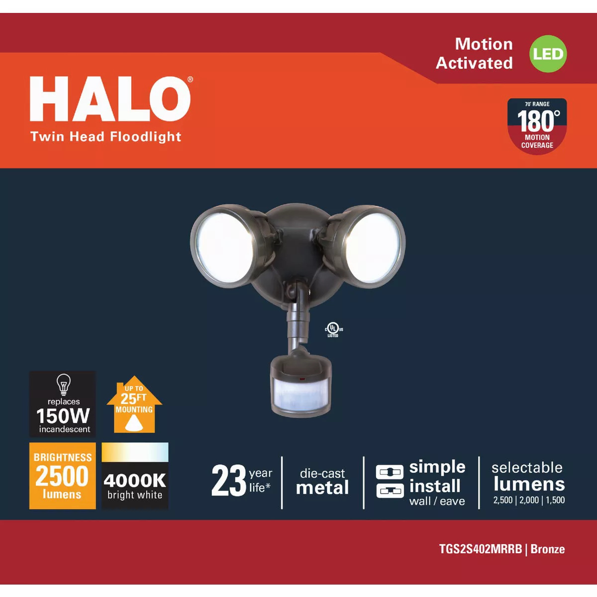 Halo Lumen Selectable Bronze Motion Activated LED Floodlight Fixture - photo 2