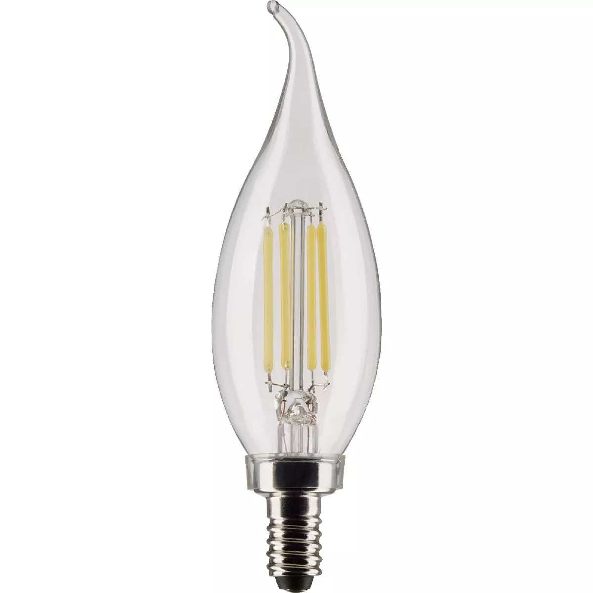 Satco 40W Equivalent Warm White Clear CA10 Candelabra LED Decorative Light Bulb (2-Pack)
