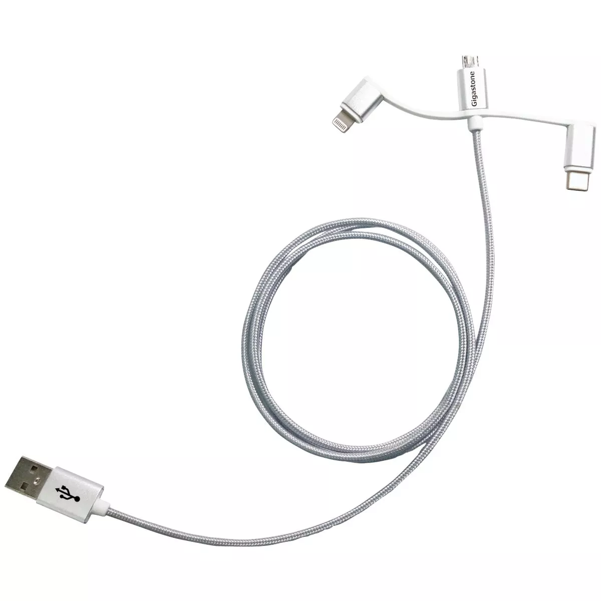 Gigastone 3 Ft. White 3-In-1 USB-A to Micro-USB/Lightning/Type-C Charging & Sync Cable - photo 3