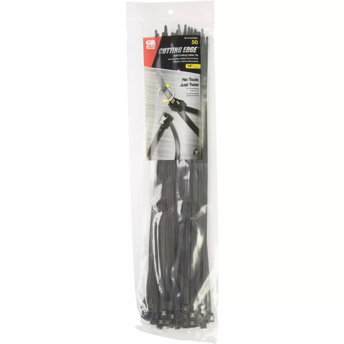 Gardner Bender Cutting Edge 14 In. x 0.17 In. Black Nylon Self-Cutting Cable Tie (50-Pack)