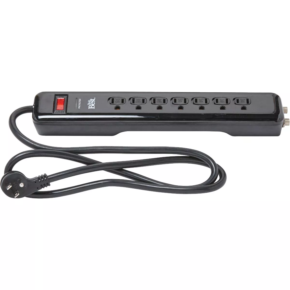 Do it Best 7-Outlet 1085J Black Multimedia with Coax Cable Surge Protector Strip - photo 2