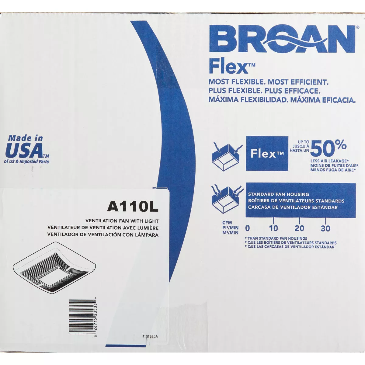 Broan-NuTone 110 CFM 1.3 Sones 120V Bath Exhaust Fan with Light - photo 2