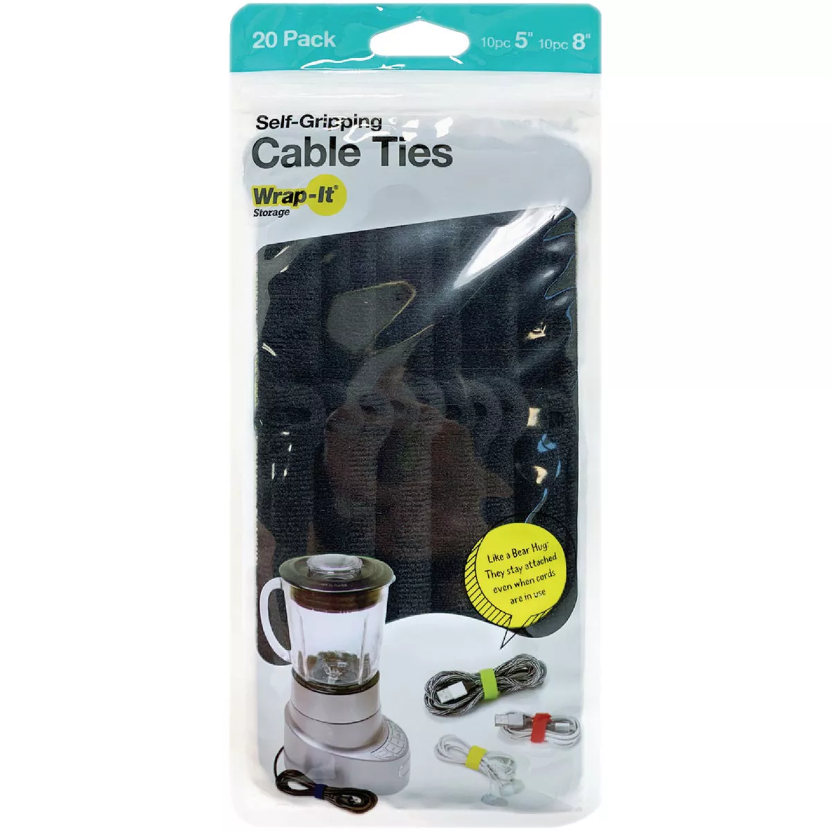 Wrap-It Storage 5 In. & 8 In. Black Self-Gripping Cable Ties (20-Pack) - photo 7