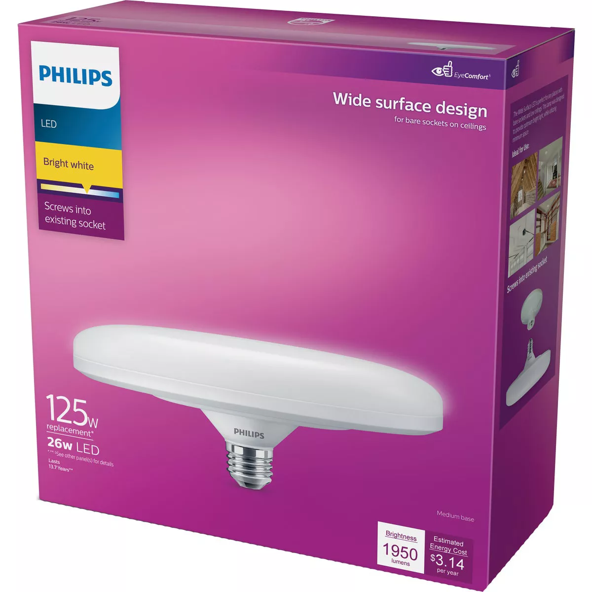 Philips 125W Equivalent Bright White Wide Surface Medium LED Floodlight Light Bulb - photo 4