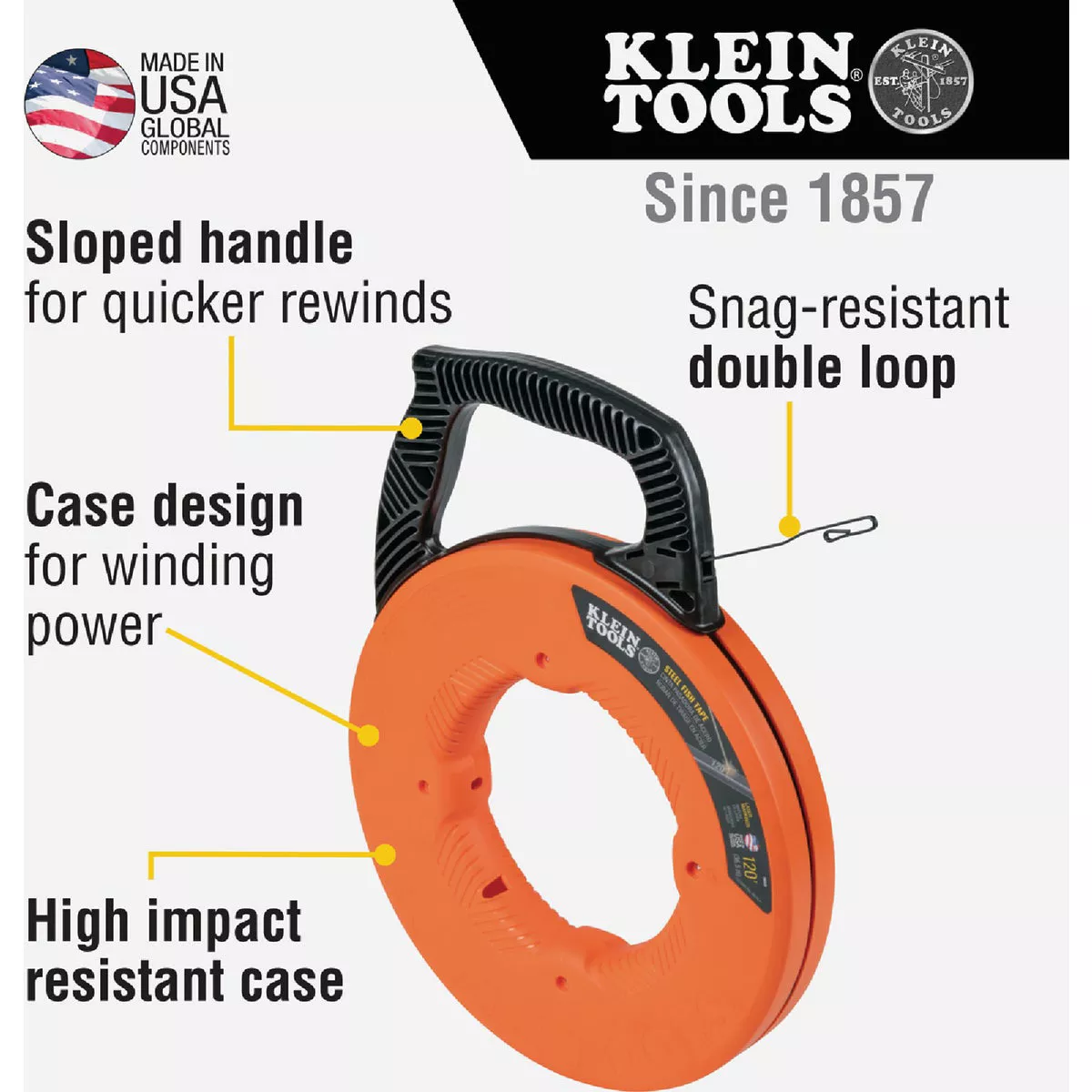 Klein 1/8 In. W. x 120 Ft. L. Steel Fish Tape - photo 6