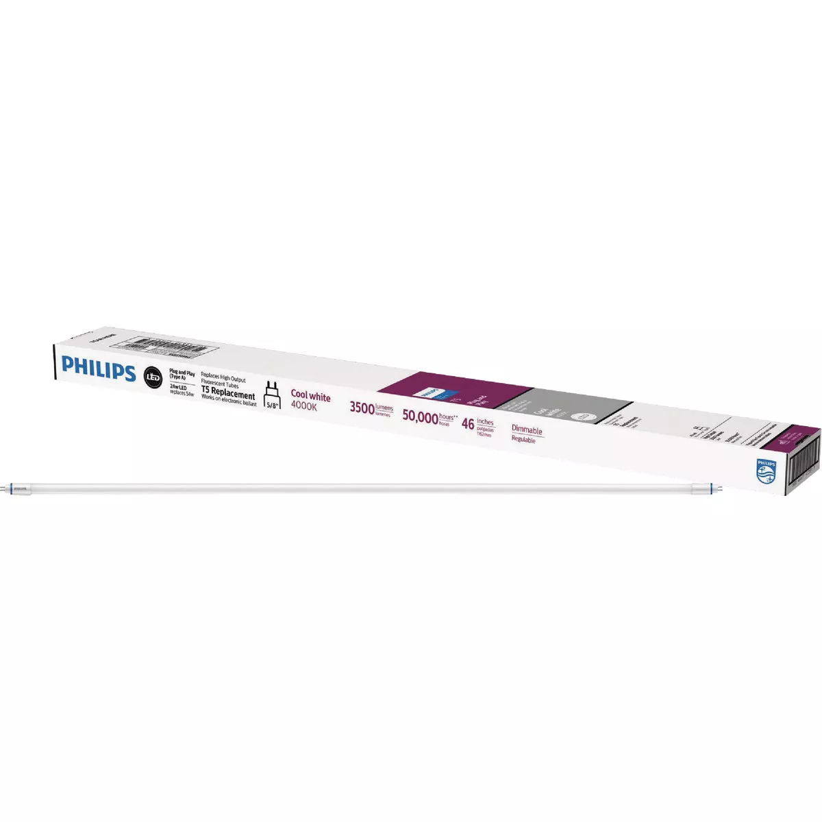 Philips InstantFit 54W Equivalent 46 In. Cool White T5 Type A LED Tube Light Bulb