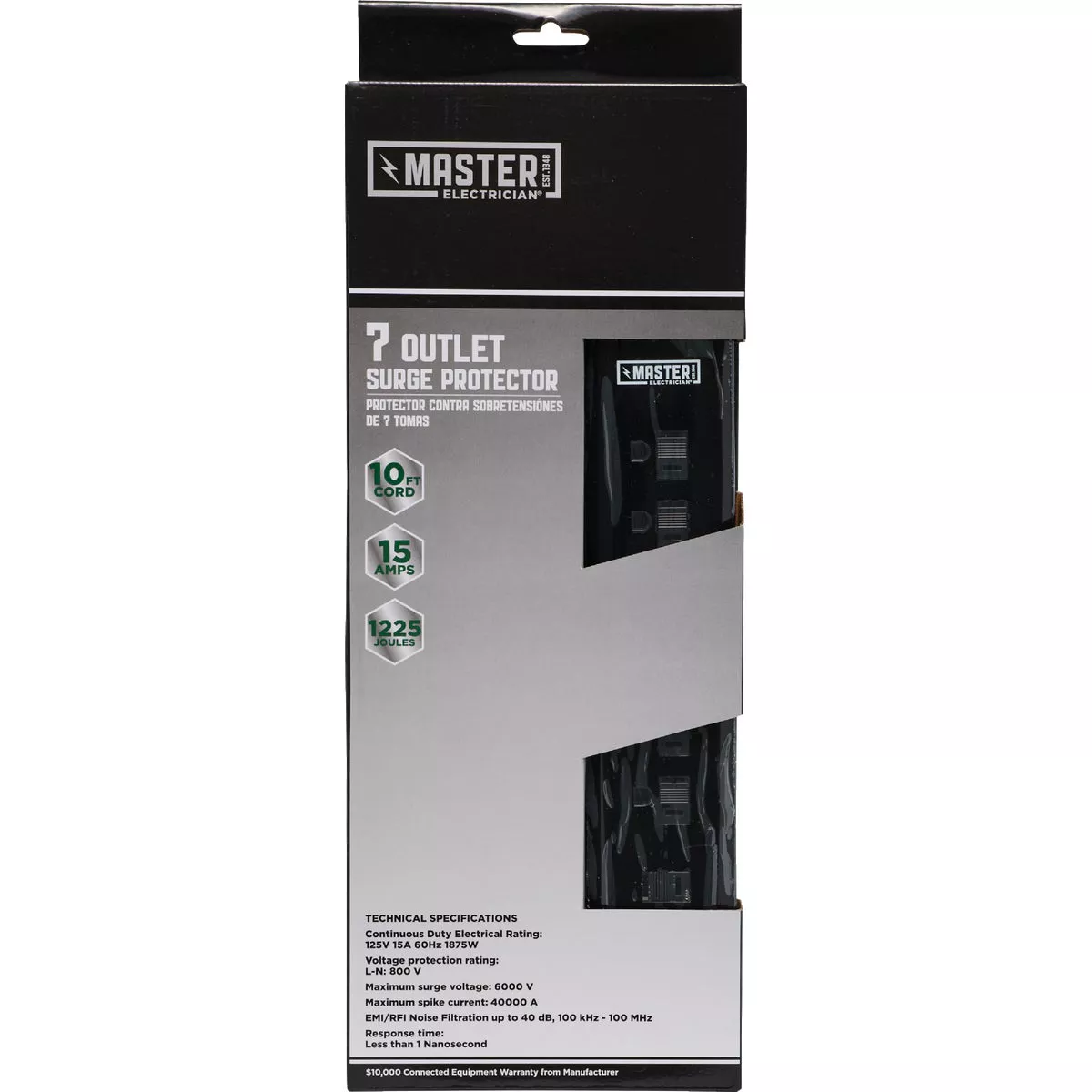 Do it Best 7-Outlet 1060J Black Surge Protector with 10 Ft. Cord