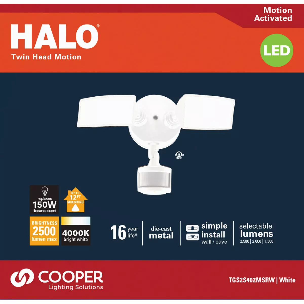 Halo Lumen Selectable White Square Head Motion Activated LED Floodlight Fixture - photo 2