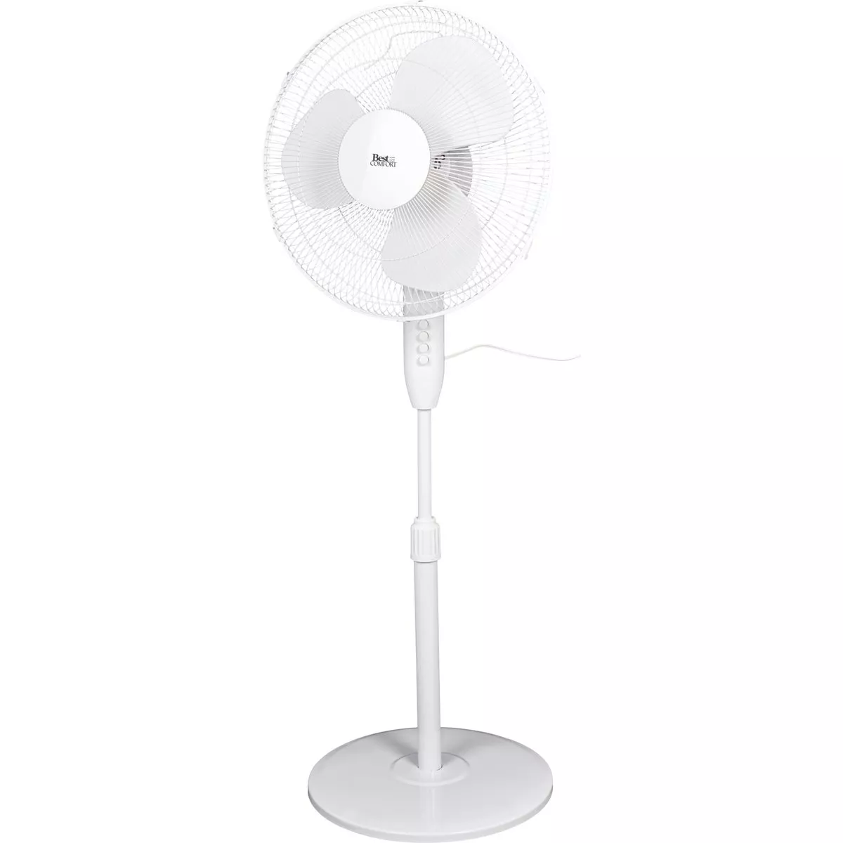 Best Comfort 16 In. 3-Speed Extends to 49 In. H. White Oscillating Pedestal Fan - photo 2