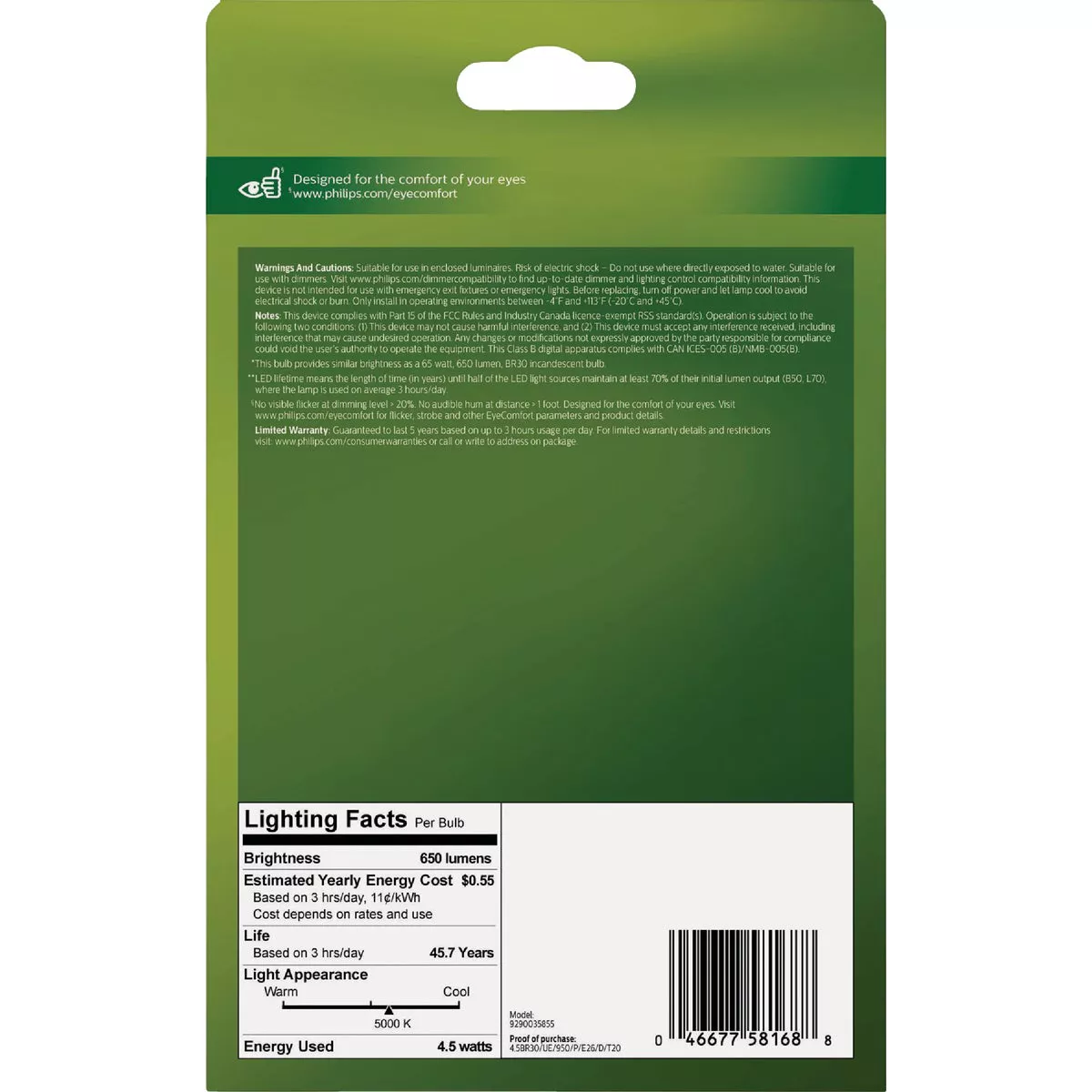 Philips Ultra Efficient 65W Equivalent Daylight BR30 Medium LED Floodlight Light Bulb - photo 3