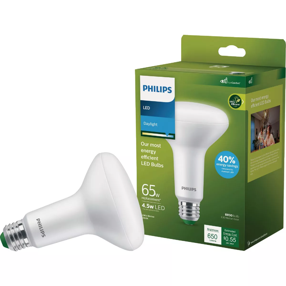 Philips Ultra Efficient 65W Equivalent Daylight BR30 Medium LED Floodlight Light Bulb - photo 4