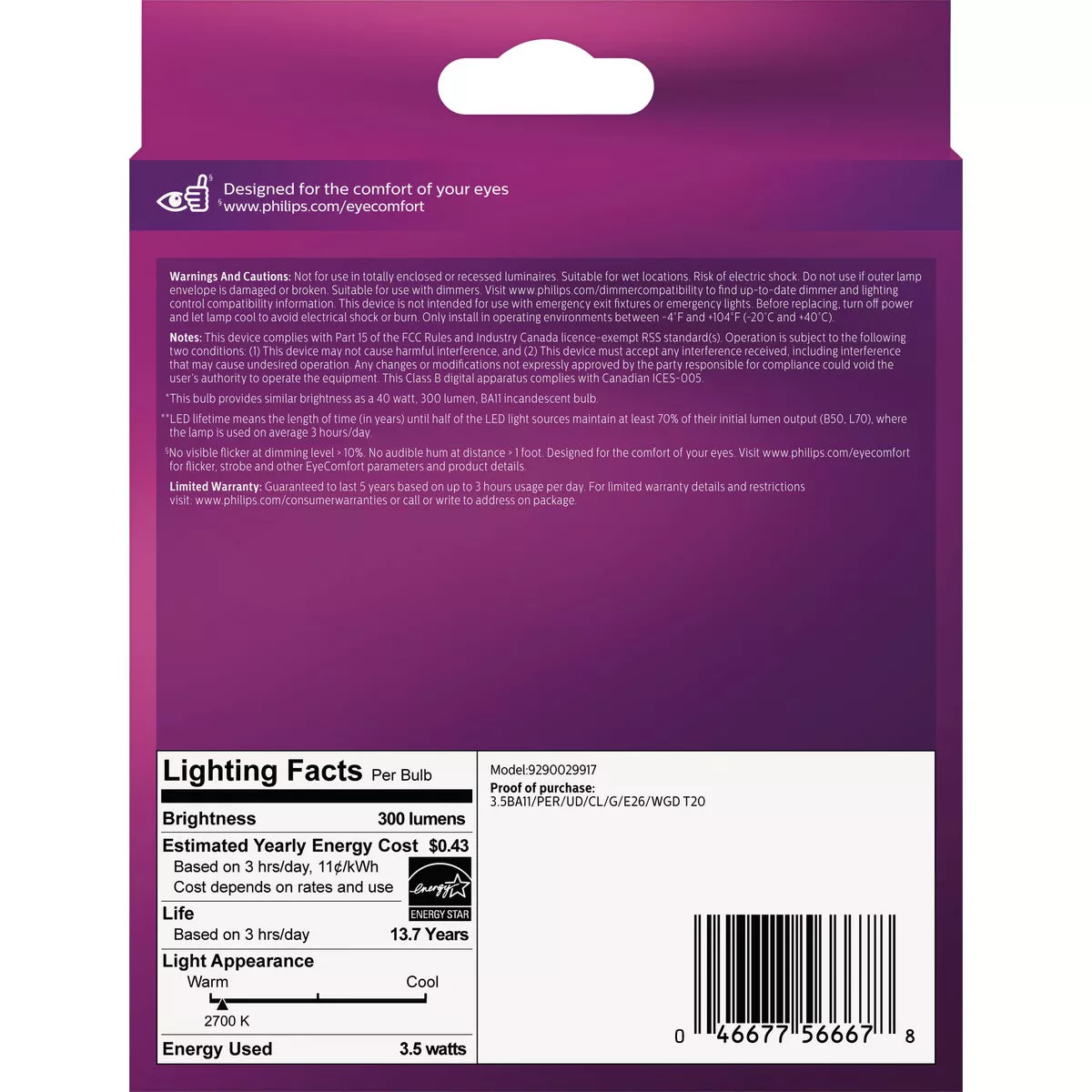 Philips Ultra Definition 40W Equivalent Soft White BA11 Medium LED Decorative Light Bulb (3-Pack) - photo 5