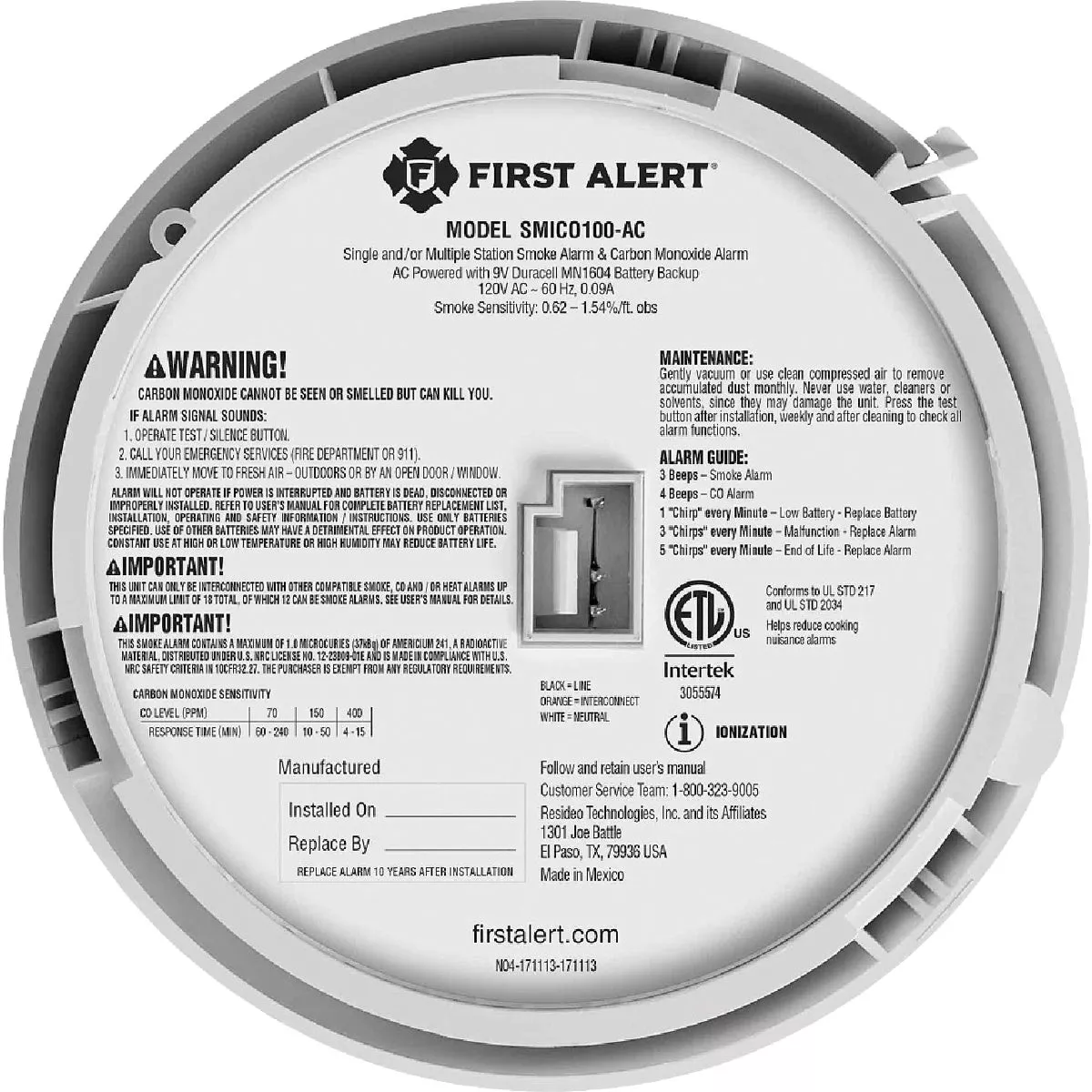 BRK SMICO100-AC 2-in-1 Interconnect Hardwire Ionization Smoke & Carbon Monoxide Alarm (6-Pack) - photo 6