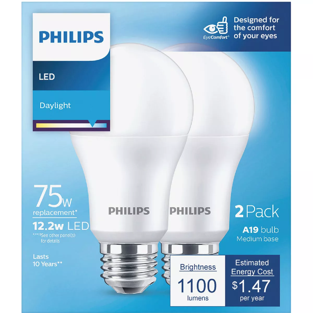 Philips 75W Equivalent Daylight A19 Medium LED Light Bulb (2-Pack) - photo 2