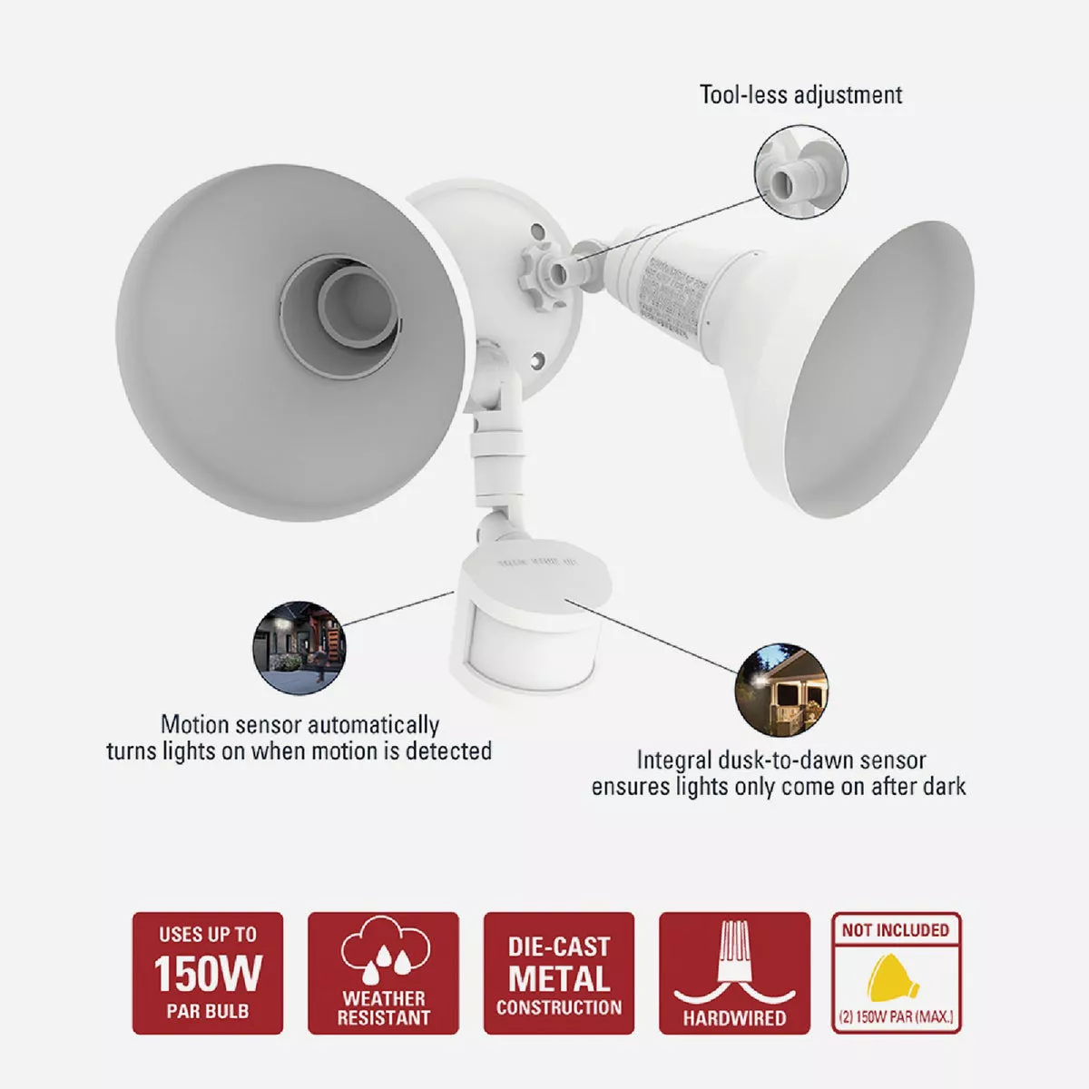 Halo White Motion Activated Incandescent Security Floodlight Fixture - photo 3