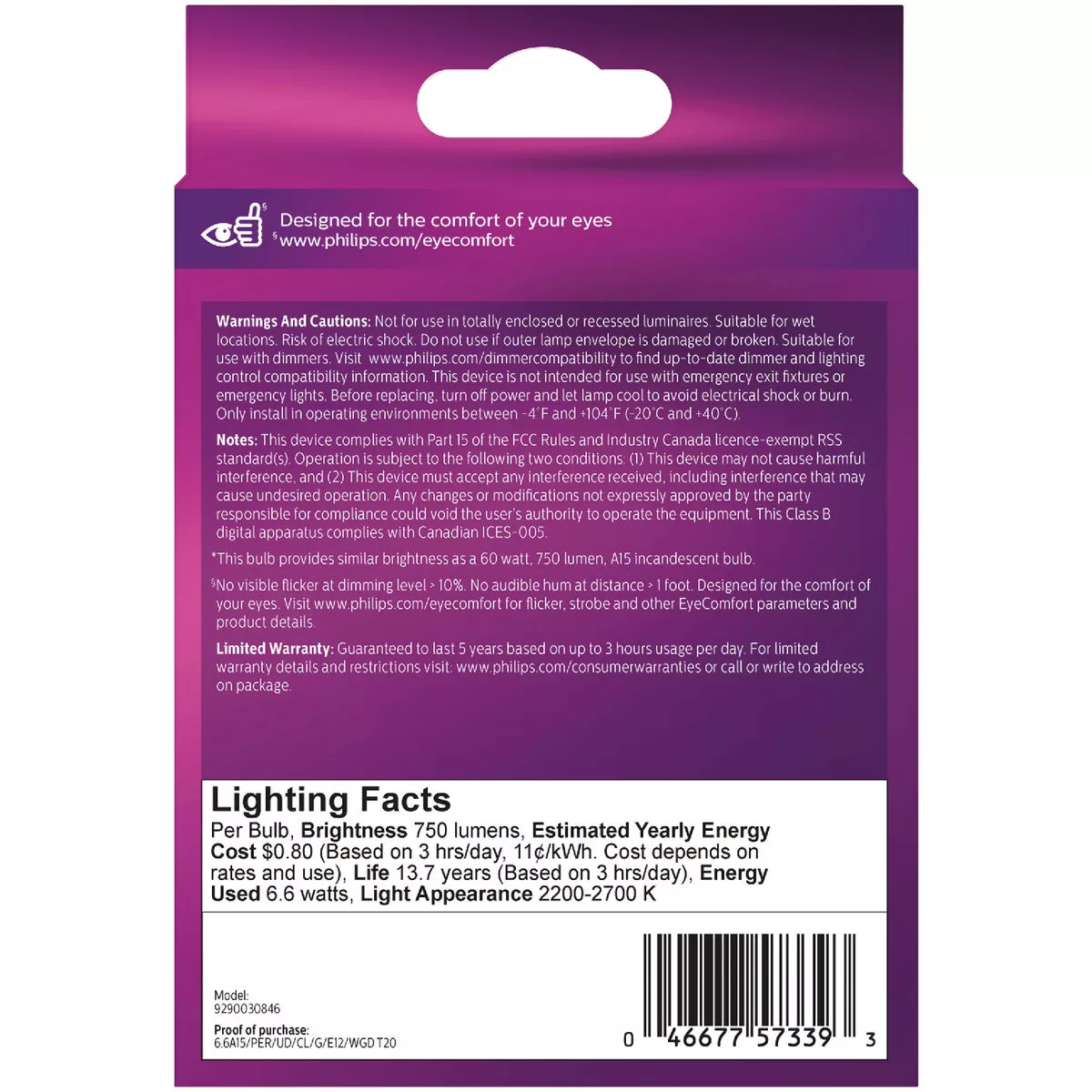 Philips Ultra Definition Warm Glow 60W Equivalent Soft White A15 Candelabra LED Light Bulb (2-Pack) - photo 5