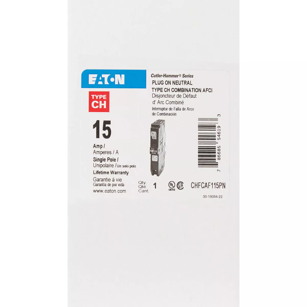 Eaton CH 15A Single-Pole AFCI Circuit Breaker - photo 2