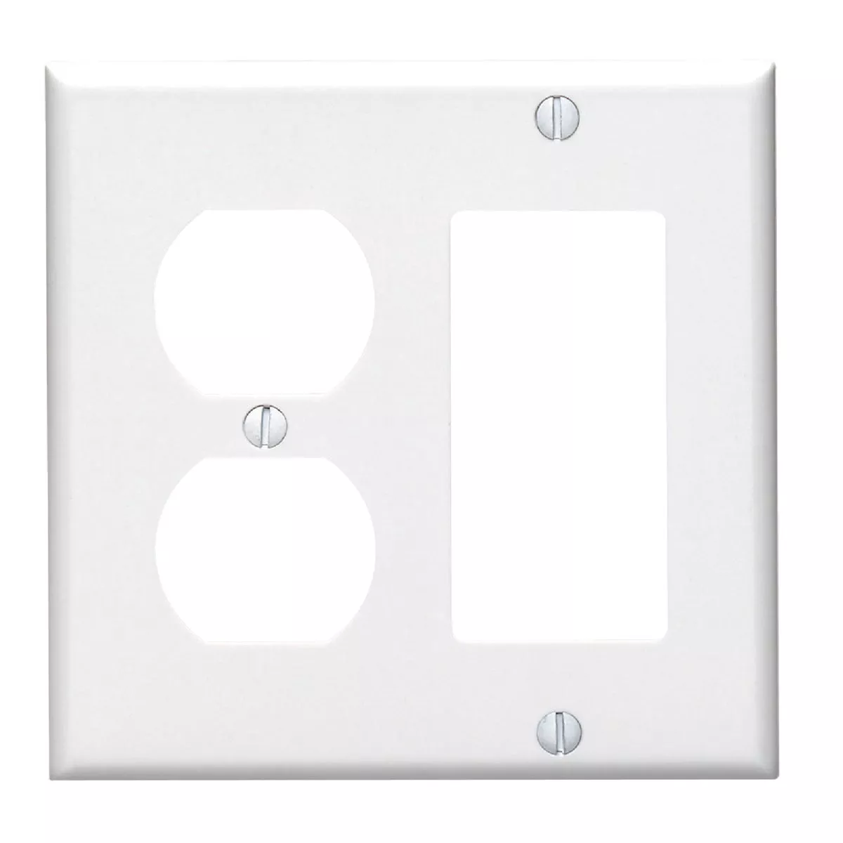 Leviton 2-Gang Smooth Plastic Single Rocker/Duplex Outlet Wall Plate, White