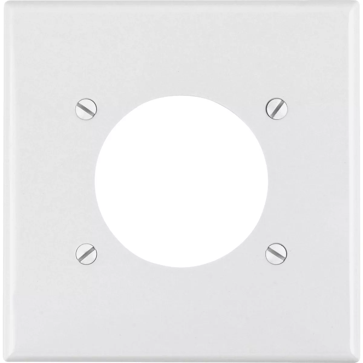 Leviton 2-Gang Thermoplastic Nylon Flush Mount 2.15 In. Dia. Device Receptacle Wallplate, White