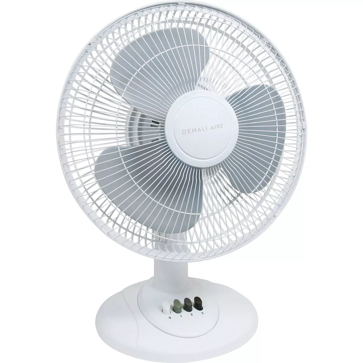 Denali Aire 12 In. 3-Speed White Oscillating Table Fan