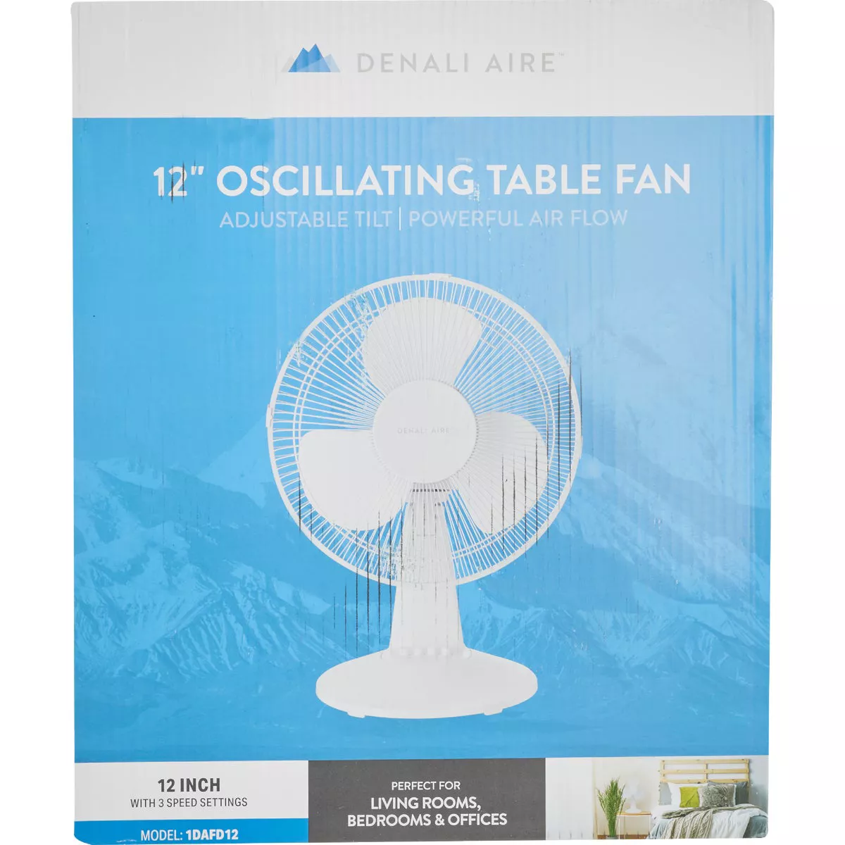 Denali Aire 12 In. 3-Speed White Oscillating Table Fan - photo 2