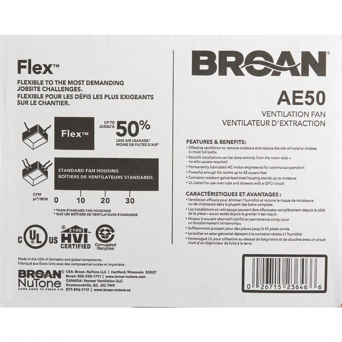 Broan-NuTone Roomside 60 CFM 0.9 Sones Bath Exhaust Fan - photo 4