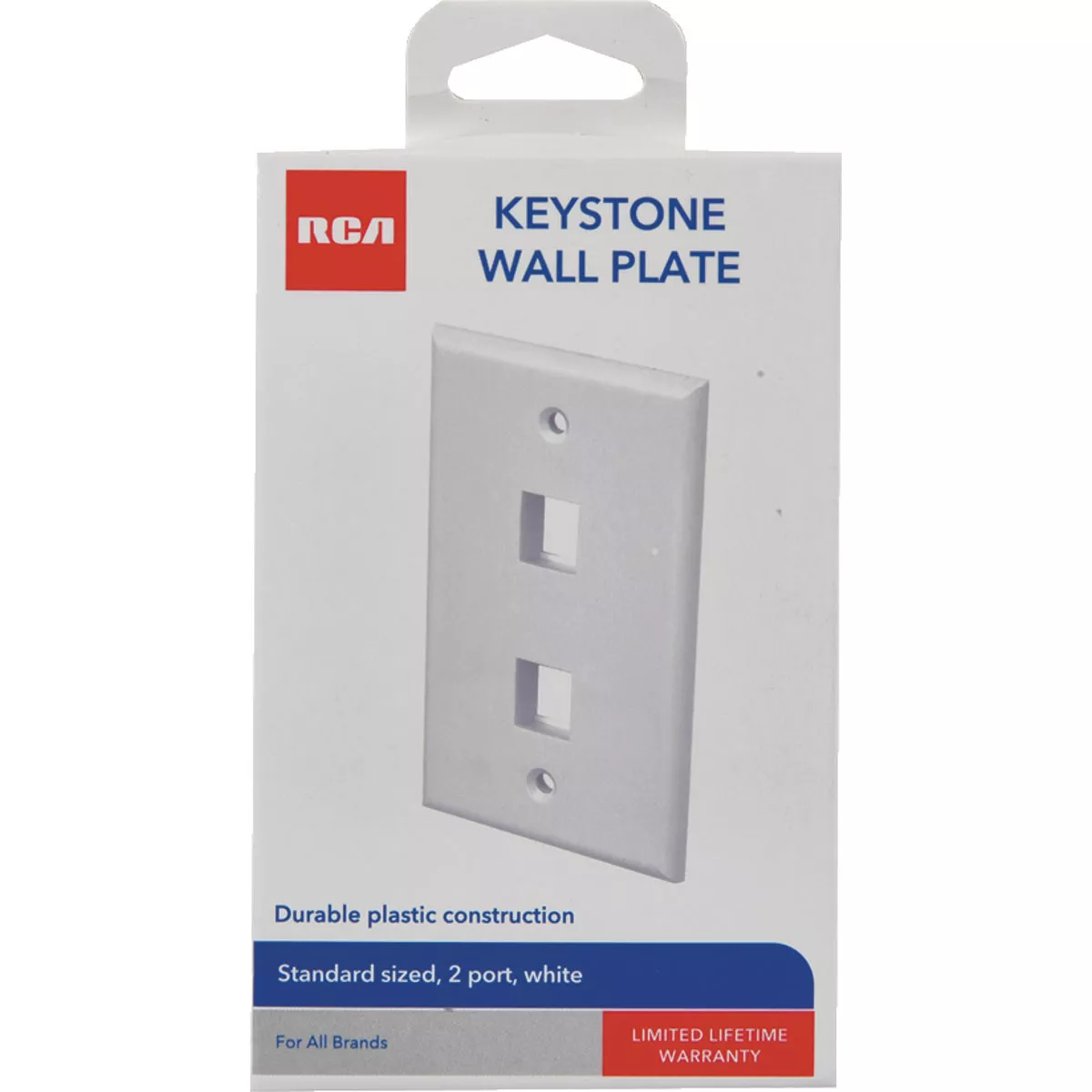 RCA Keystone 2-Port White Modular Wall Plate