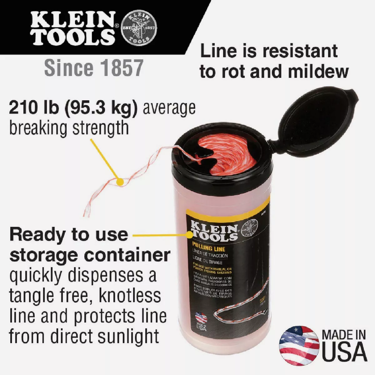Klein 500 Ft. Poly Pull Line with Orange Tracer - photo 3