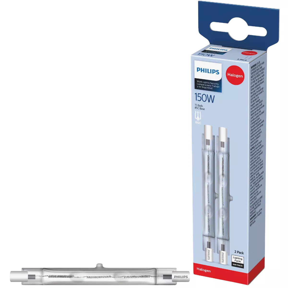 Philips 150W 120V Clear R7S Base T3 Halogen Work & Security Lighting Light Bulb (2-Pack)