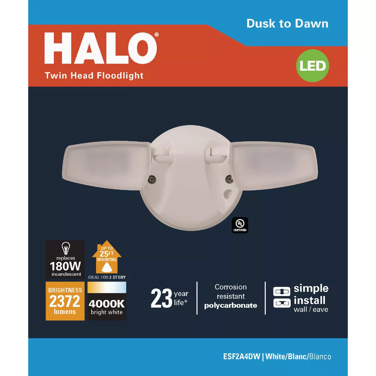 Halo White Dusk to Dawn 23.9W LED Floodlight Fixture - photo 2