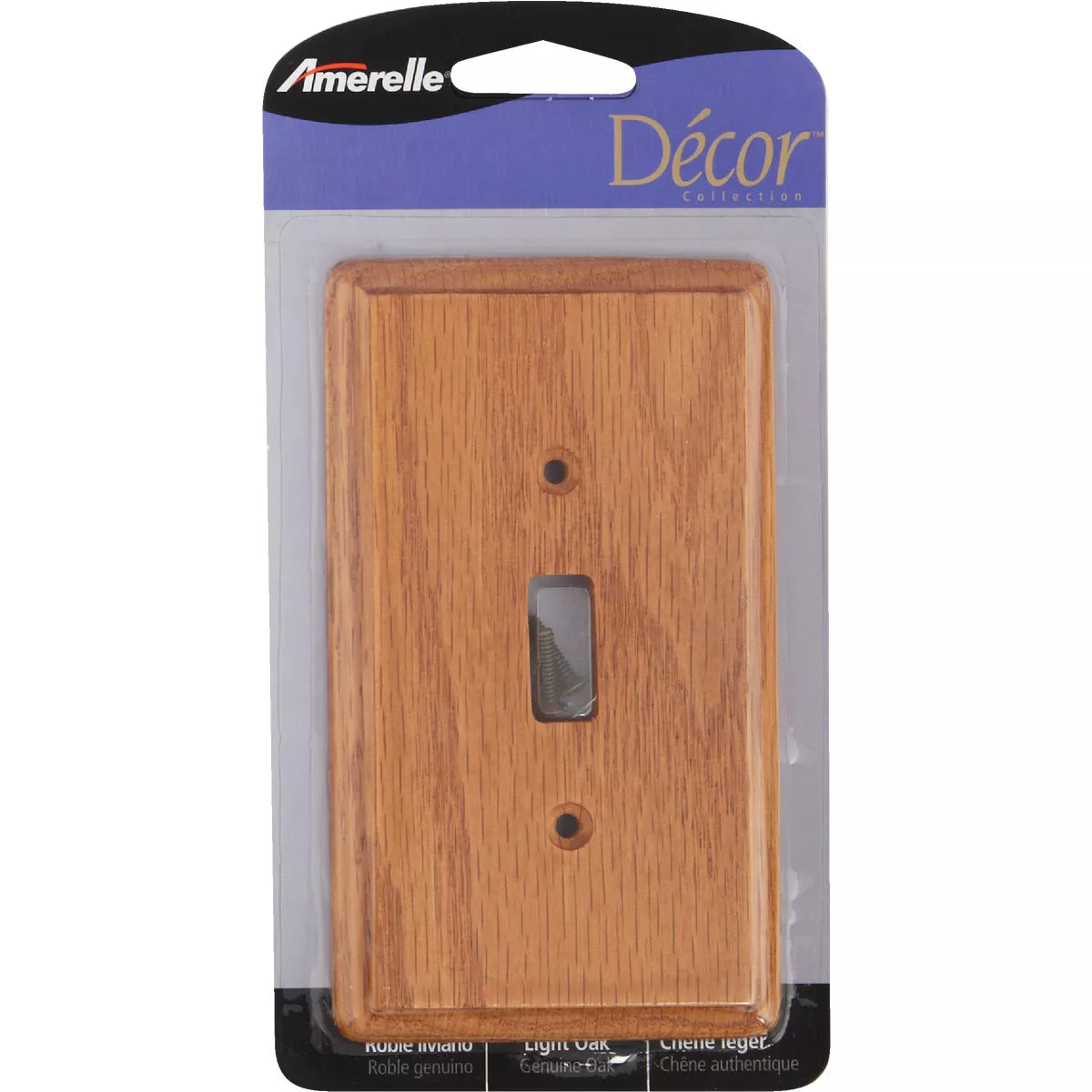 Amerelle 1-Gang Solid Oak Toggle Switch Wall Plate, Light Oak - photo 2