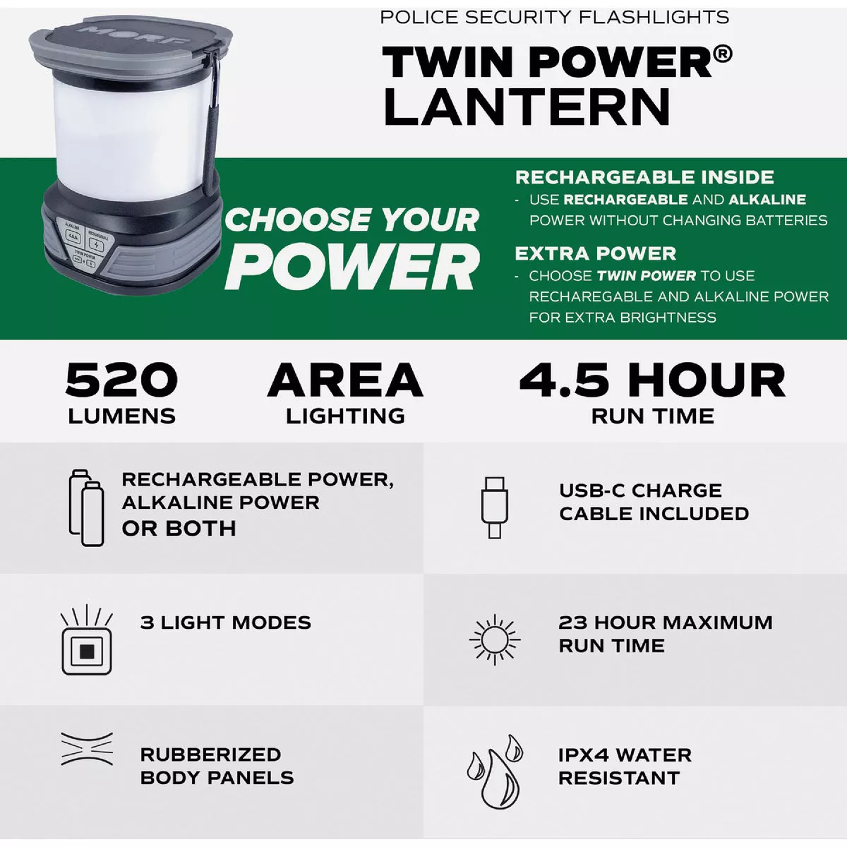 Police Security Twin Power LED Lantern - photo 6