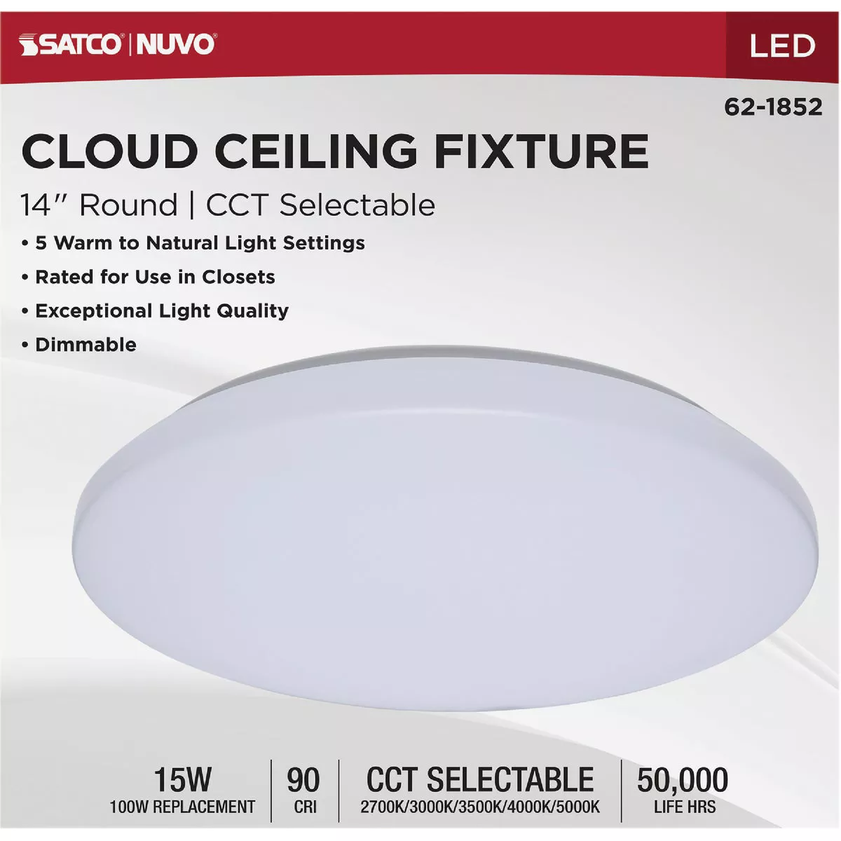 Satco Nuvo ColorQuick 14 In. White 1300-Lumen Color Temperature Selectable LED Flush Mount Light Fixture - photo 2
