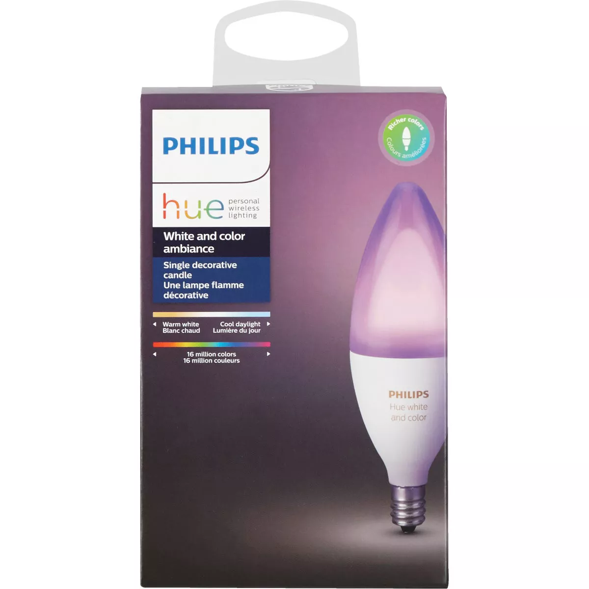 Philips Hue White & Color Ambiance 60W Equivalent B11 Candelabra LED Decorative Light Bulb - photo 2