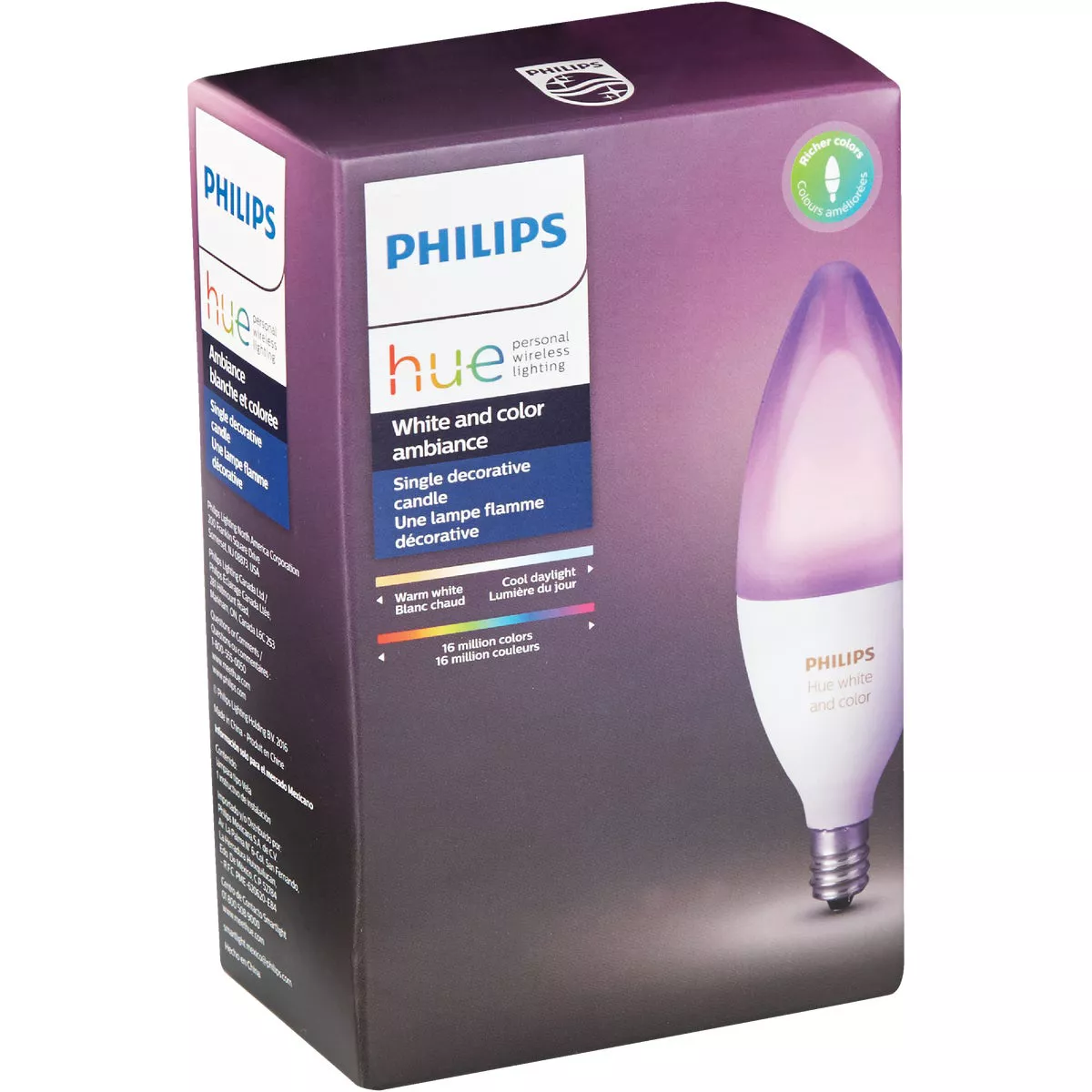 Philips Hue White & Color Ambiance 60W Equivalent B11 Candelabra LED Decorative Light Bulb - photo 4