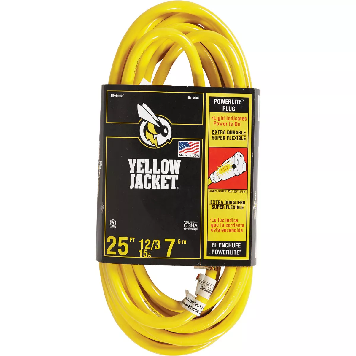 Yellow Jacket 25 Ft. 12/3 Heavy-Duty Extension Cord with Lighted End
