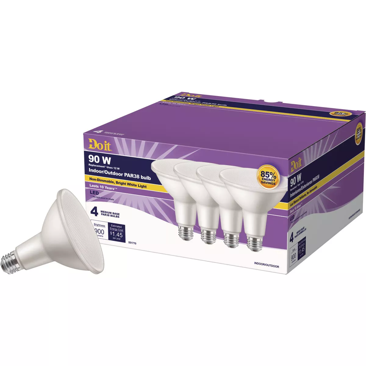 Do it 90W Equivalent Bright White PAR38 Medium LED Floodlight Light Bulb (4-Pack) - photo 4