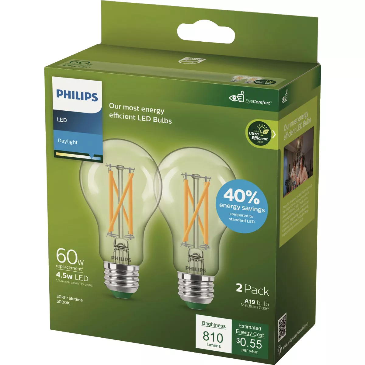 Philips Ultra Efficient 60W Equivalent Daylight A19 LED Light Bulb (2-Pack) - photo 5