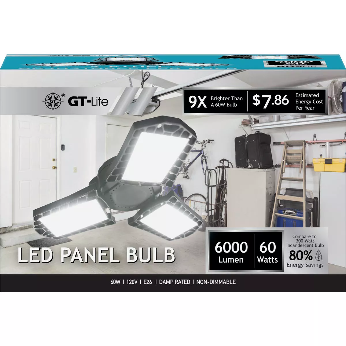 GT-Lite 600W Equivalent Clear 3-Panel Medium Base LED High-Intensity Replacement Light Bulb - photo 2