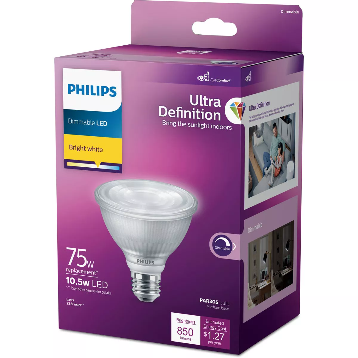 Philips Ultra Definition 75W Equivalent Bright White PAR30S Medium Dimmable LED Floodlight Light Bulb - photo 4