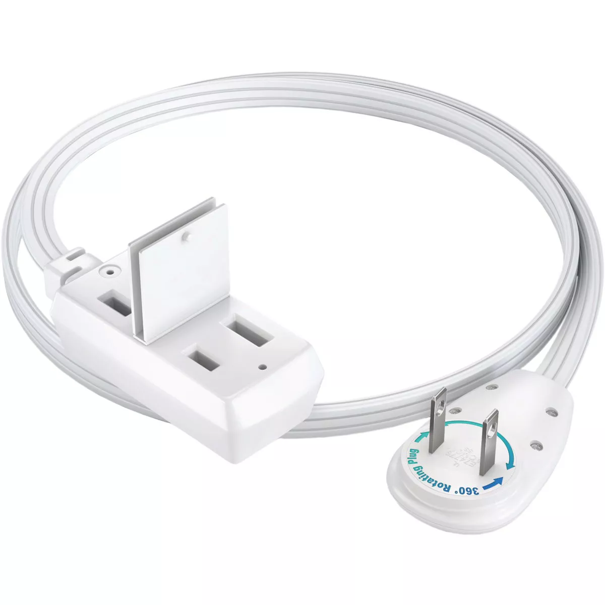 Maximm 1 Ft. 16/2 White 3-Outlet 360 Deg. Rotating Plug Extension Cord with Cover