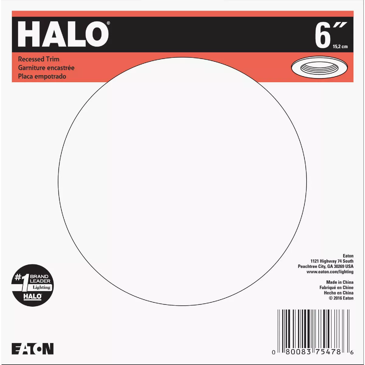 Halo 6 In. White Baffle Recessed Light Fixture Trim with 2 Removable Rings - photo 2