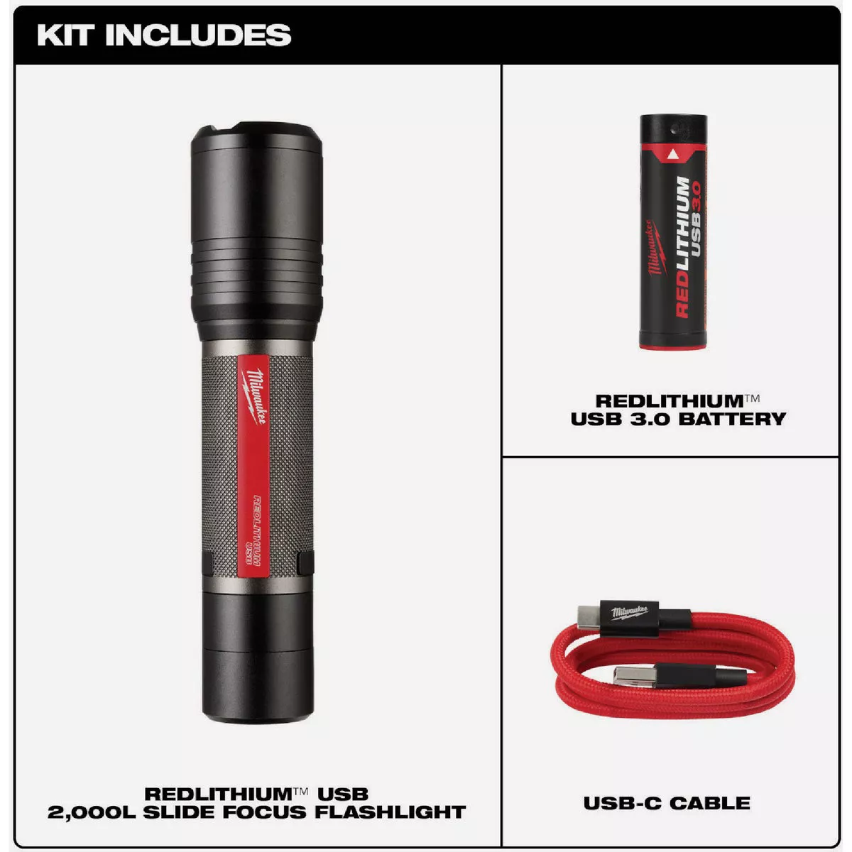 Milwaukee REDLITHIUM 2000 Lm. LED USB Slide Focus Flashlight - photo 3